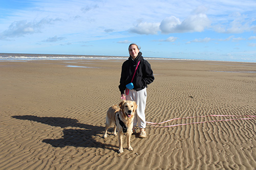 Myself and Buffy at the beach on her first ever holiday to celebrate her first birthday